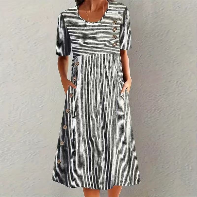 ROBE MIDI RAYÉE POUR FEMMES