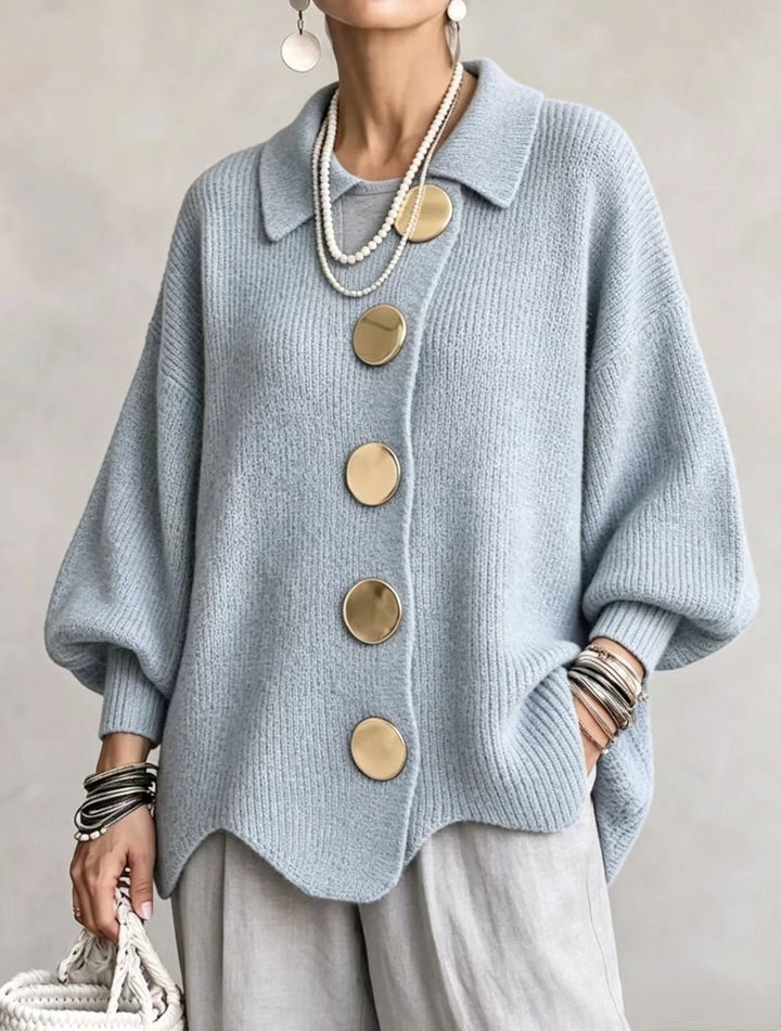 ÉLODIE MOREAU GILET EN TRICOTÉE À COL OVERSIZE POUR FEMMES