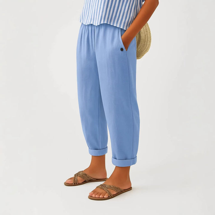 PANTALON FUSELÉ EN LIN MÉLANGÉ POUR FEMMES