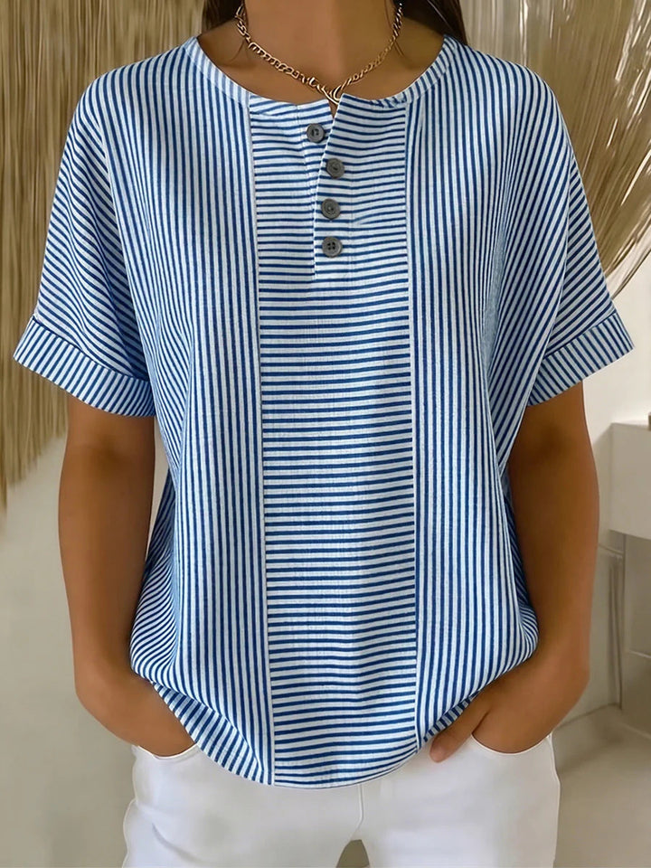BLOUSE À BOUTONS RAYÉE POUR FEMMES