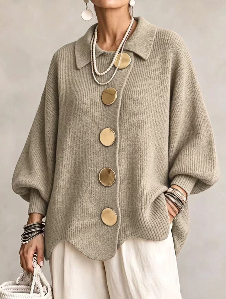 ÉLODIE MOREAU GILET EN TRICOTÉE À COL OVERSIZE POUR FEMMES
