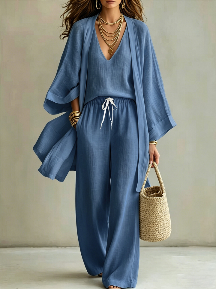 Ilona | Kimono a kalhoty, džínově modrá