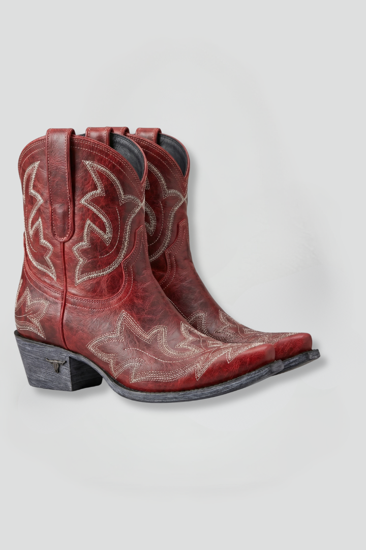 Bottines brodées style western - vue de face