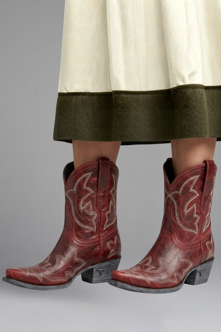 Bottines brodées style western - semelle et talon