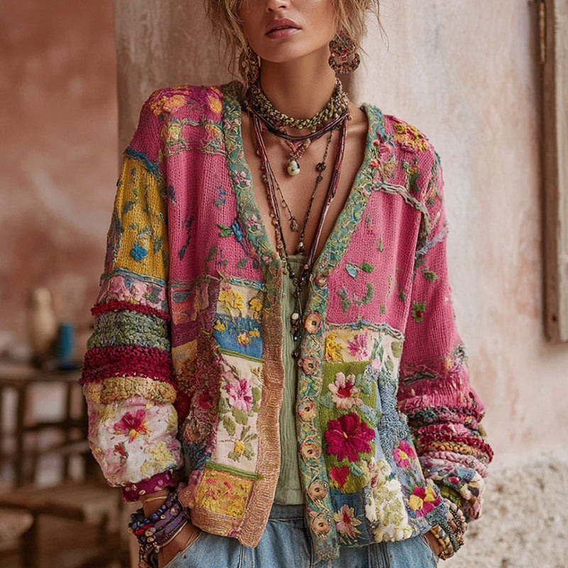 ÉLODIE MOREAU GILET EN PATCHWORK FLORAL POUR FEMMES