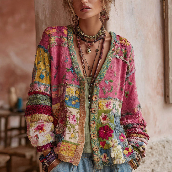 ÉLODIE MOREAU GILET EN PATCHWORK FLORAL POUR FEMMES