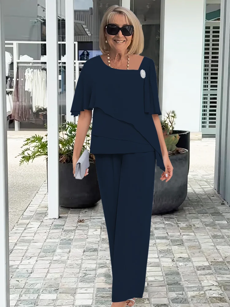 ENSEMBLE PANTALON EN CHIFFON ÉLÉGANT POUR FEMMES
