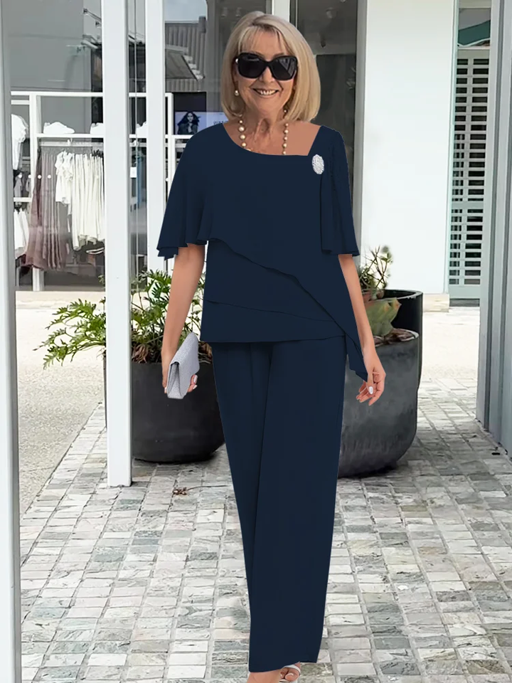 ENSEMBLE PANTALON EN CHIFFON ÉLÉGANT POUR FEMMES