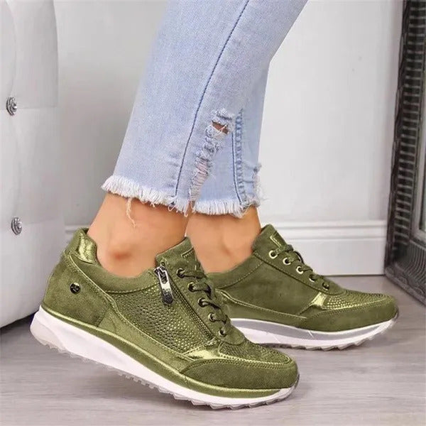 Berthille | Baskets Orthopédiques à Zip Latéral – Vert