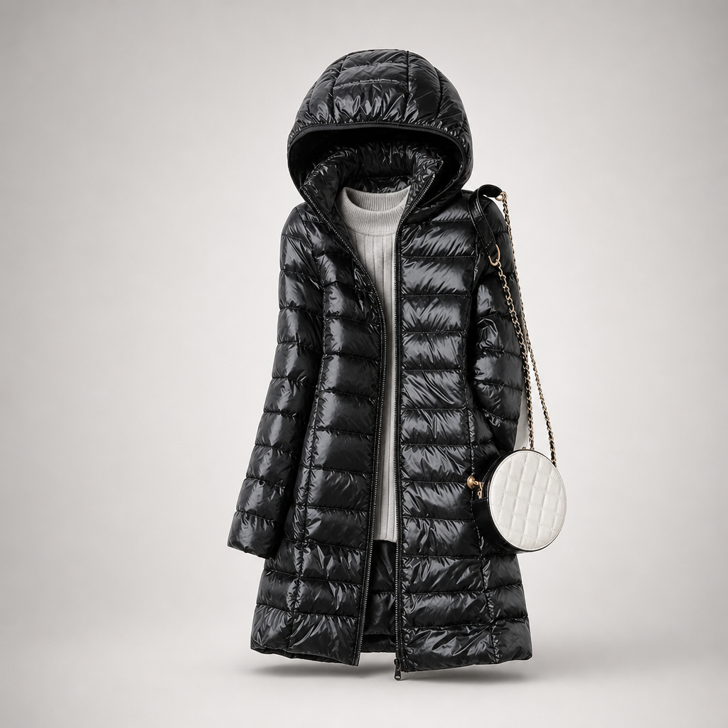 Josseline | Doudoune Ultralégère à Capuche Amovible – Noir