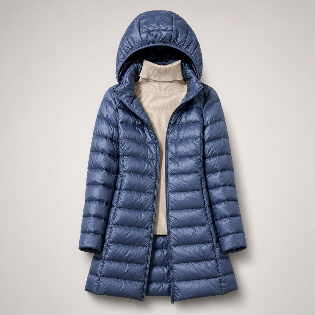Josseline | Doudoune Ultralégère à Capuche Amovible – Bleu