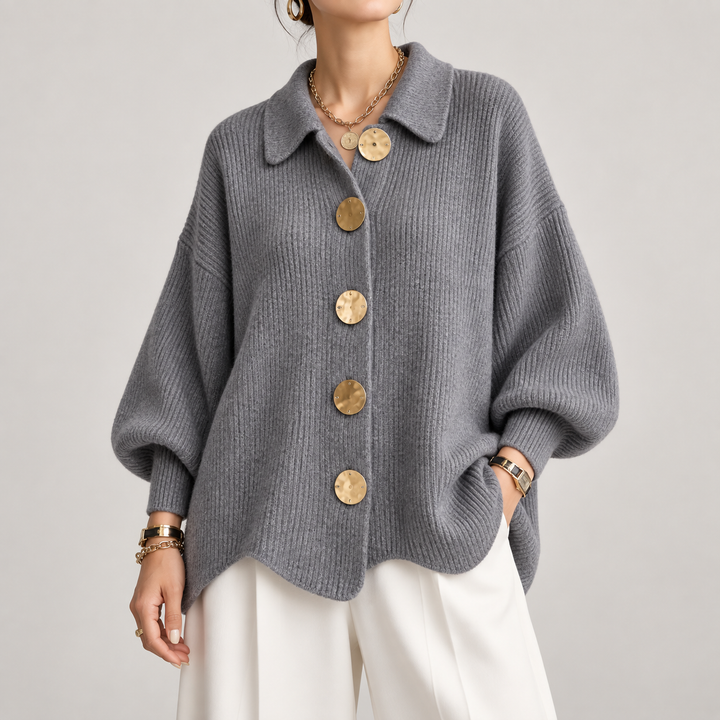 ÉLODIE MOREAU GILET EN TRICOTÉE À COL OVERSIZE POUR FEMMES