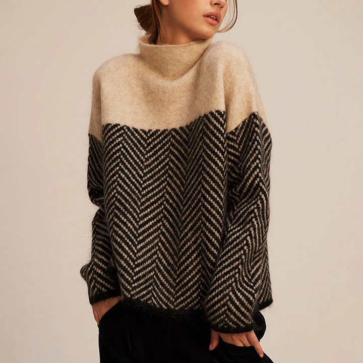 PULL GRAPHIQUE CONTRASTÉ POUR FEMMES