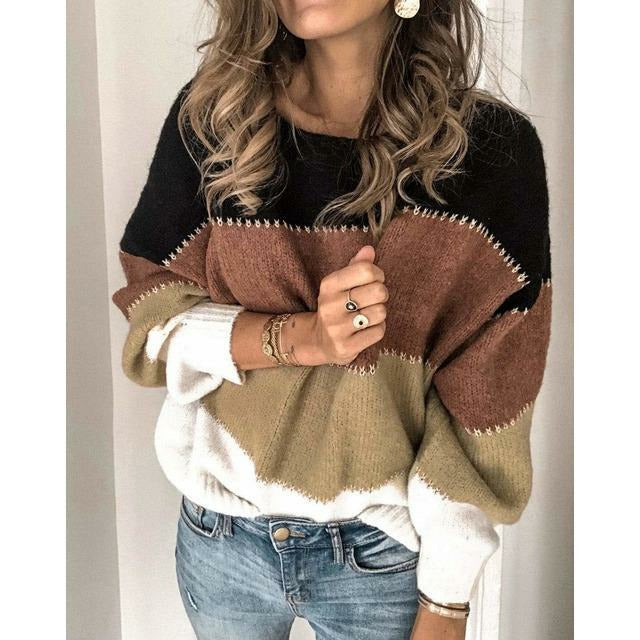 PULL PATCHWORK RAYÉ POUR FEMMES