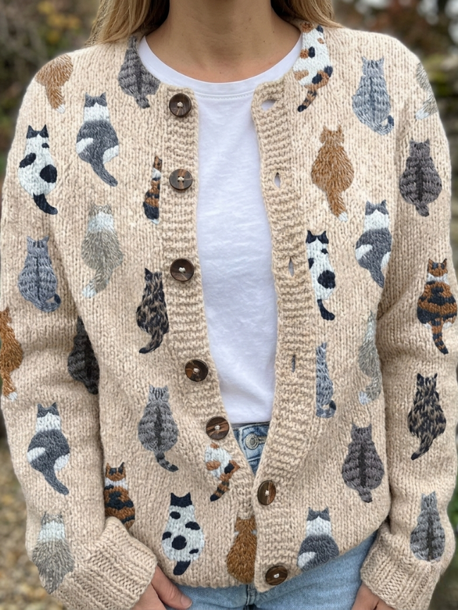 ÉLODIE MOREAU CARDIGAN MOTIF CHAT POUR FEMME