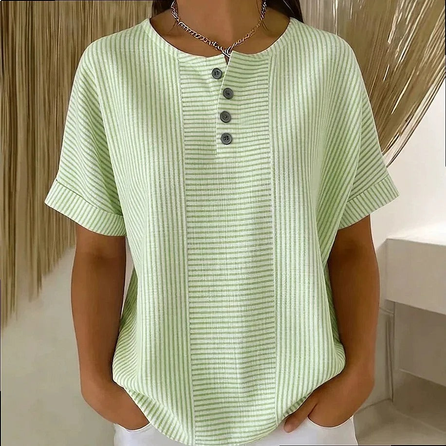 BLOUSE À BOUTONS RAYÉE POUR FEMMES
