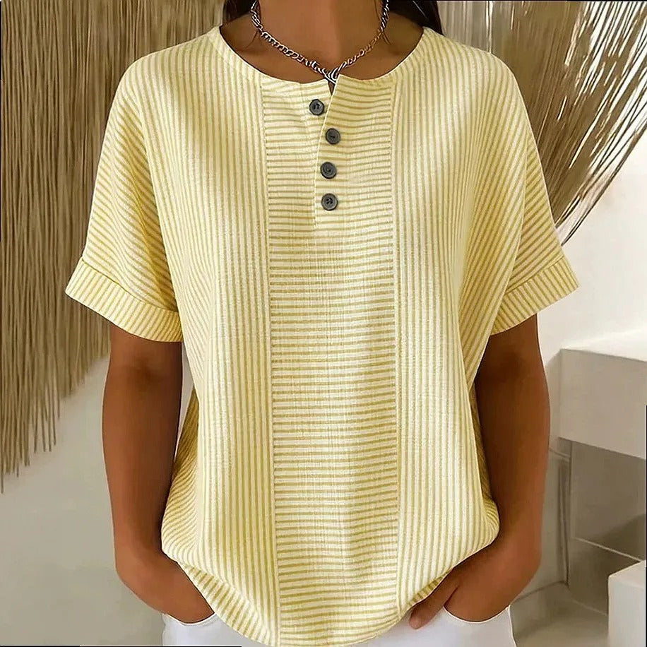 BLOUSE À BOUTONS RAYÉE POUR FEMMES