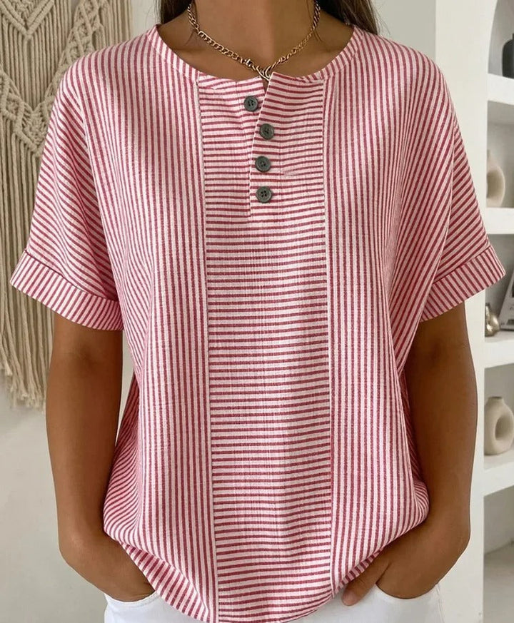 BLOUSE À BOUTONS RAYÉE POUR FEMMES