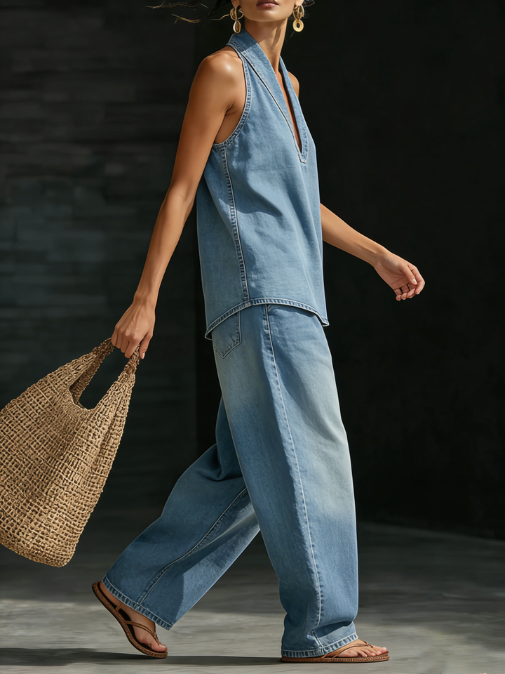 ENSEMBLE DE DENIM DEUX PIÈCES POUR FEMMES