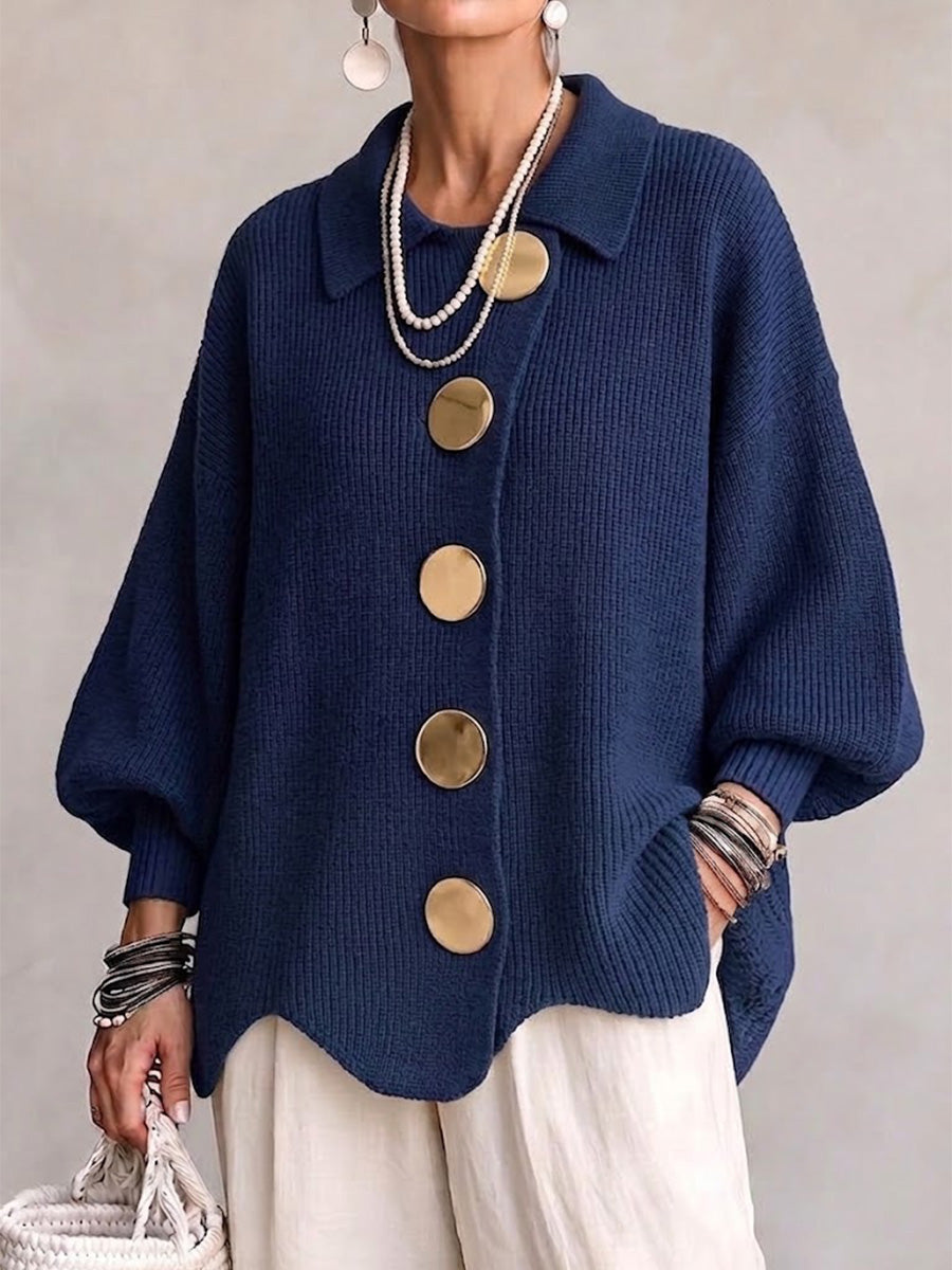 ÉLODIE MOREAU GILET EN TRICOTÉE À COL OVERSIZE POUR FEMMES