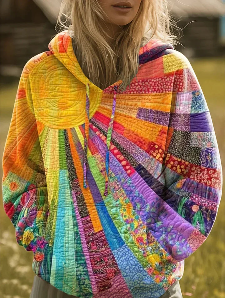 Sweat à capuche patchwork coloré pour femmes