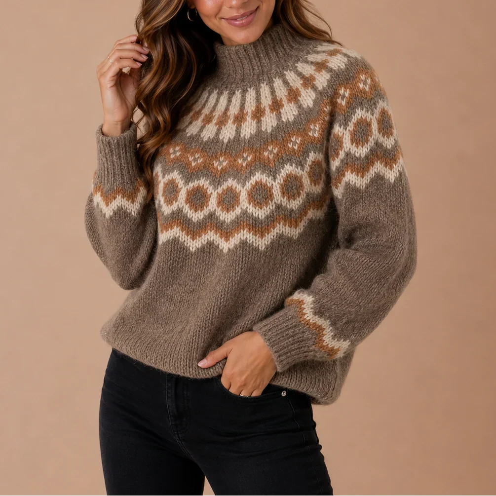 PULL COL ROLLÉ RIBBÉ POUR FEMMES