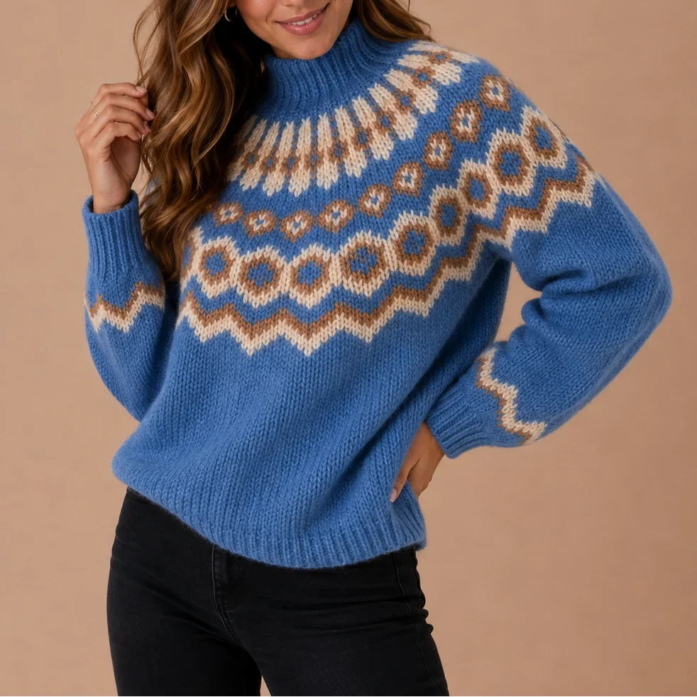 PULL COL ROLLÉ RIBBÉ POUR FEMMES