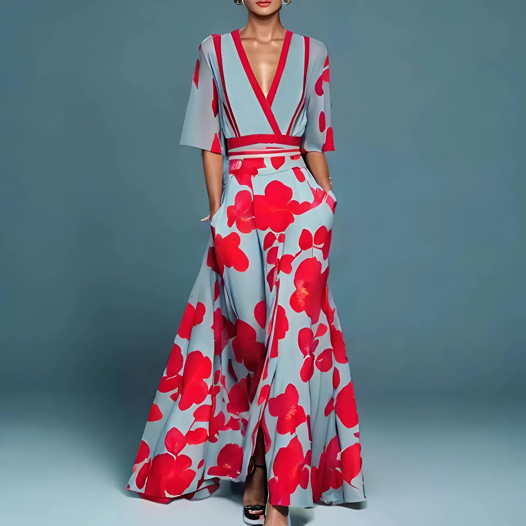 ROBE FLORALE COL V POUR FEMMES