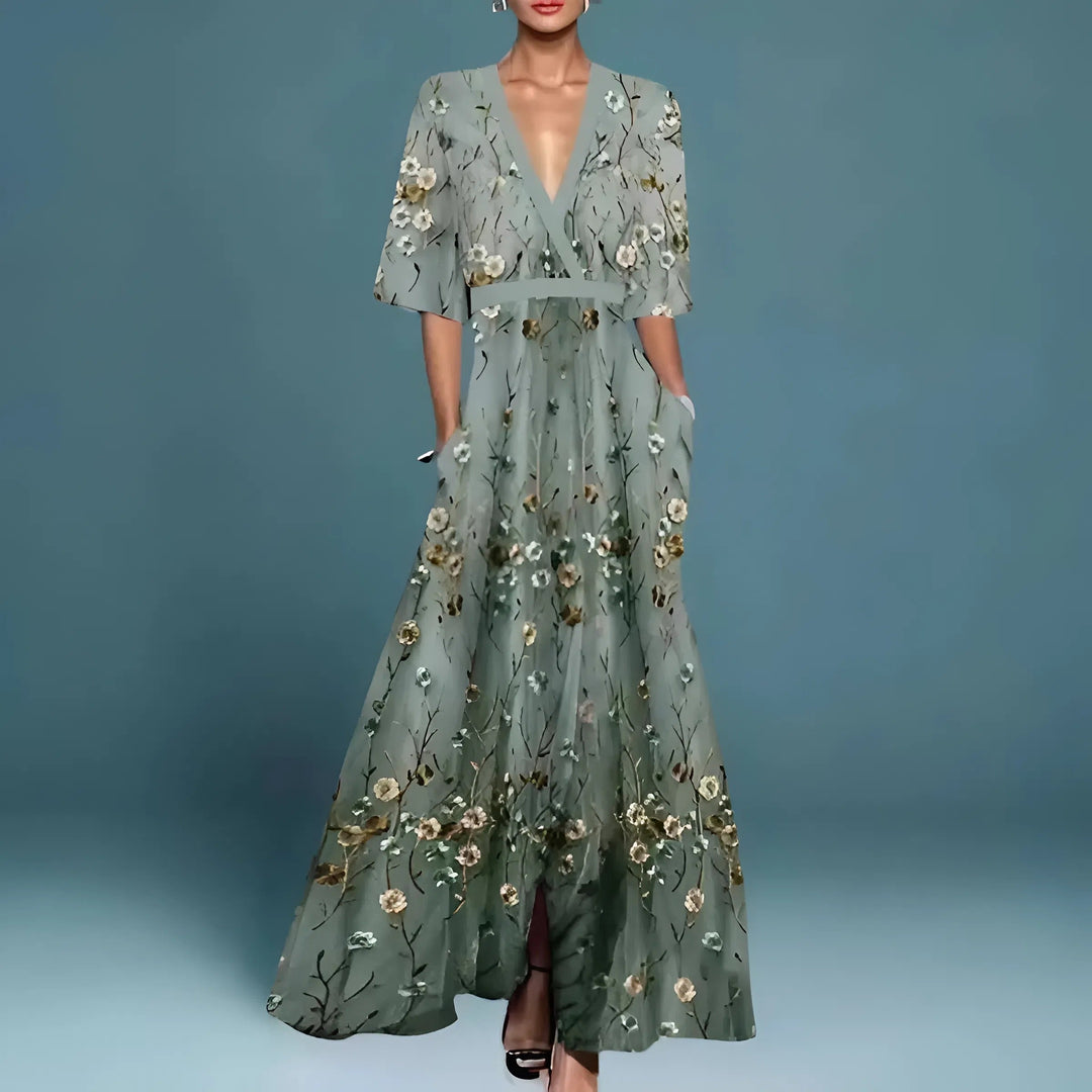 ROBE FLORALE COL V POUR FEMMES