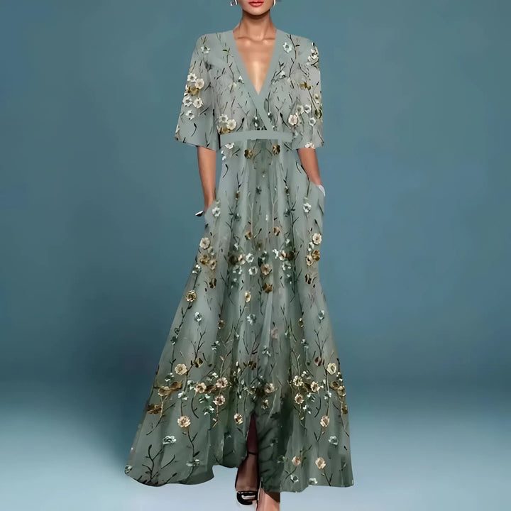 ROBE FLORALE COL V POUR FEMMES
