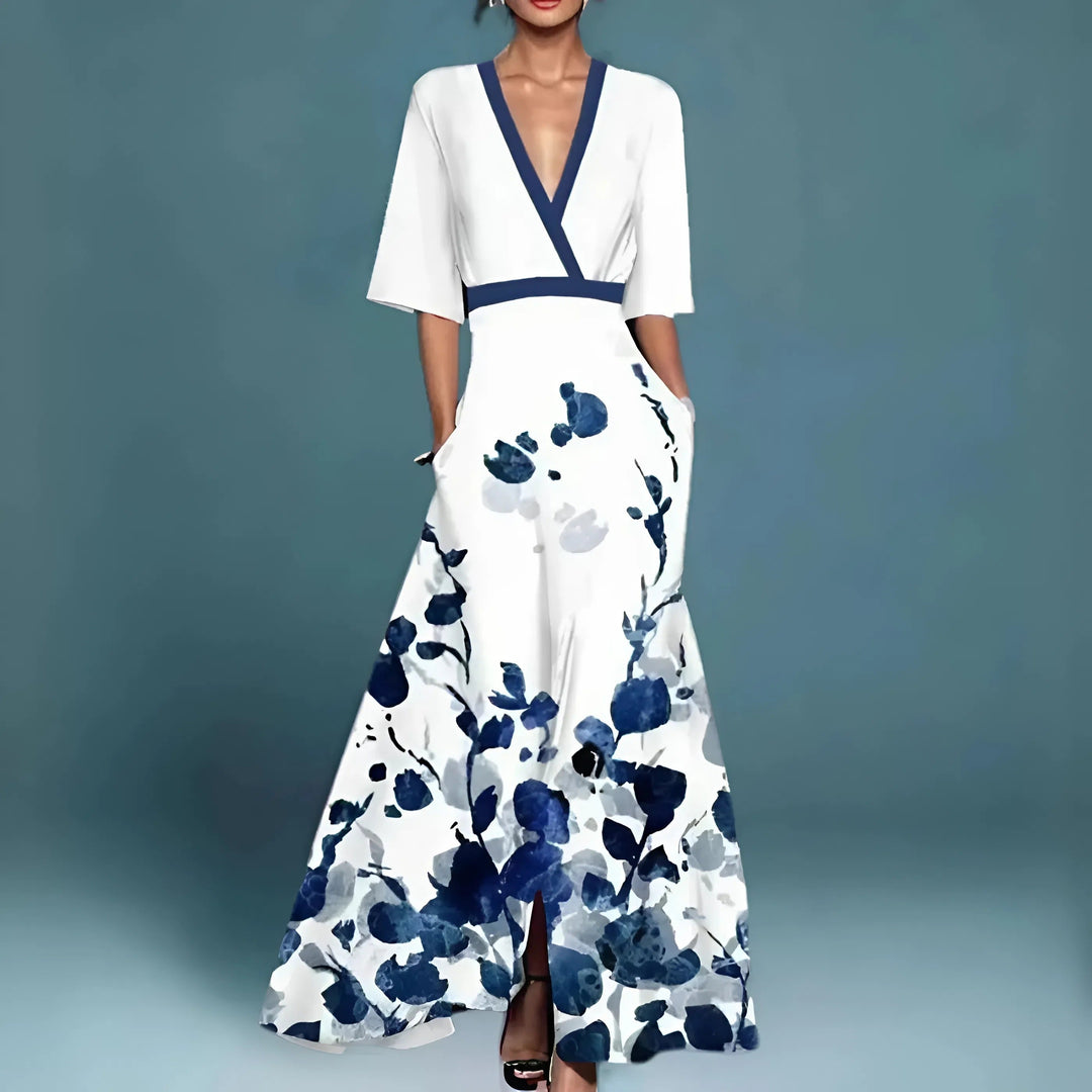 ROBE FLORALE COL V POUR FEMMES