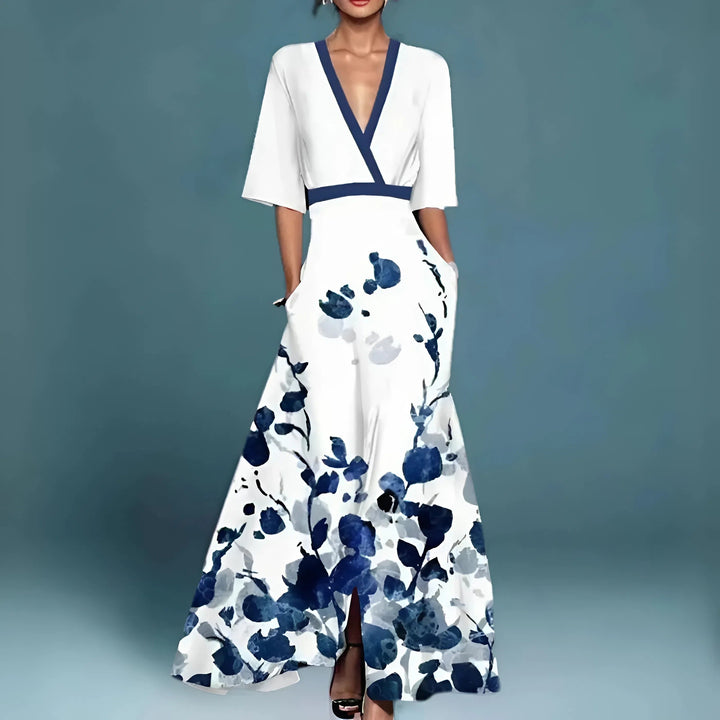 ROBE FLORALE COL V POUR FEMMES