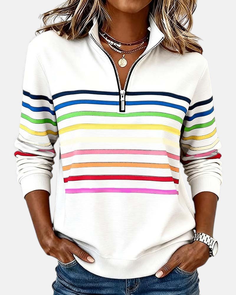 SWEAT-SHIRT RAYÉ MULTICOLORE POUR FEMMES