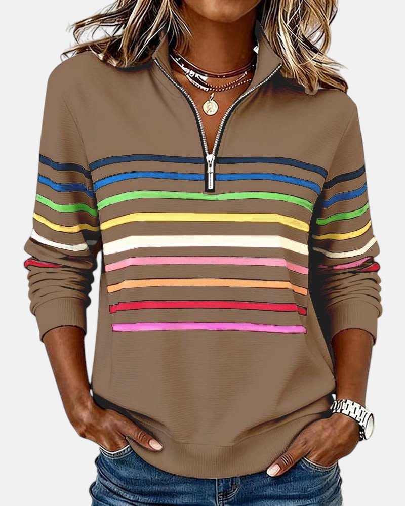 SWEAT-SHIRT RAYÉ MULTICOLORE POUR FEMMES