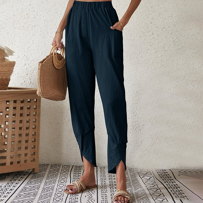 PANTALON DROIT EN LIN POUR FEMMES